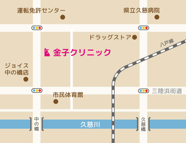 金子クリニックへのアクセス